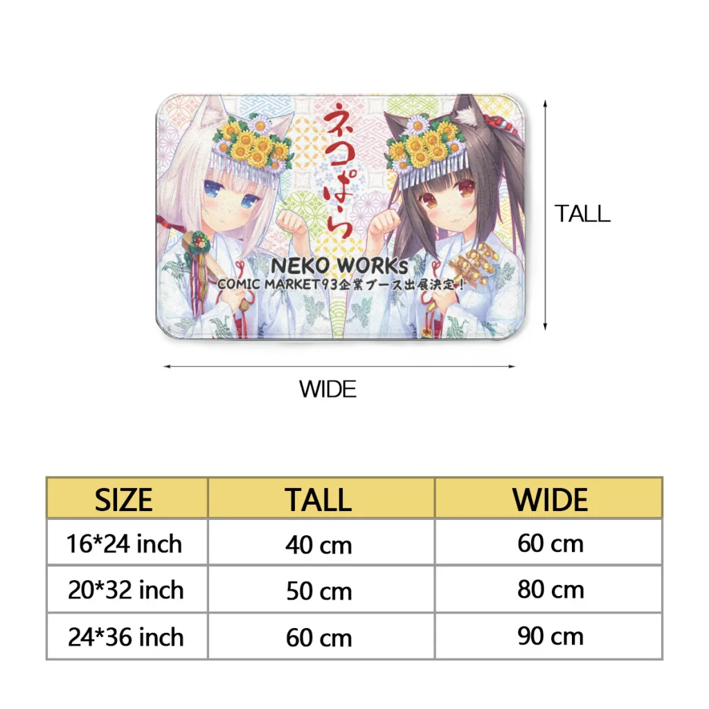 Home Carpet Rug Bathroom Anime Nekoparas Kawaii Cute Mat Retro Multiple Choice Living Room Kitchen Non-Slip