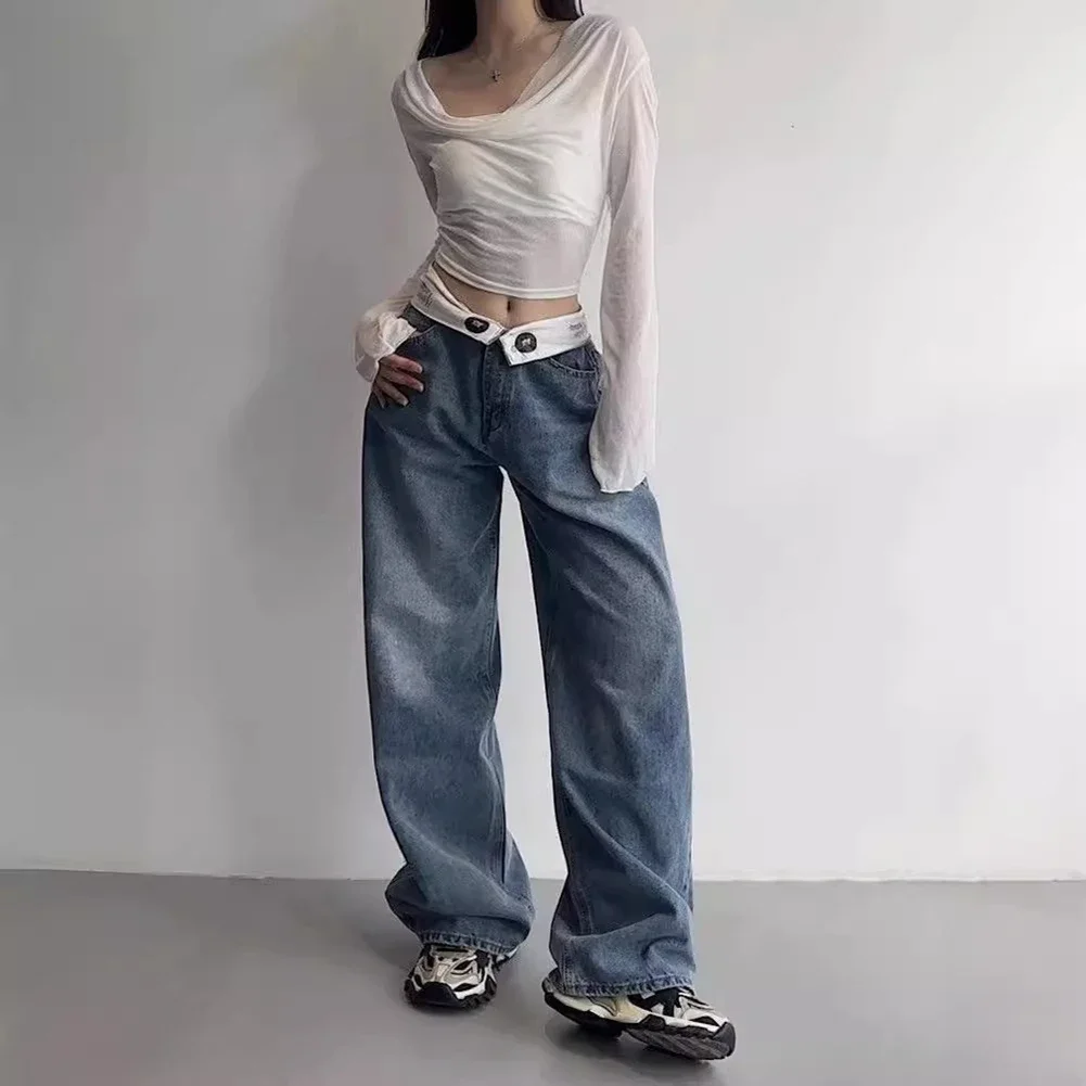 

Regular Fit Pants Fashion Jeans Casual Wear Street Fashion Fashionable Streetwear For Women Solid Color Design