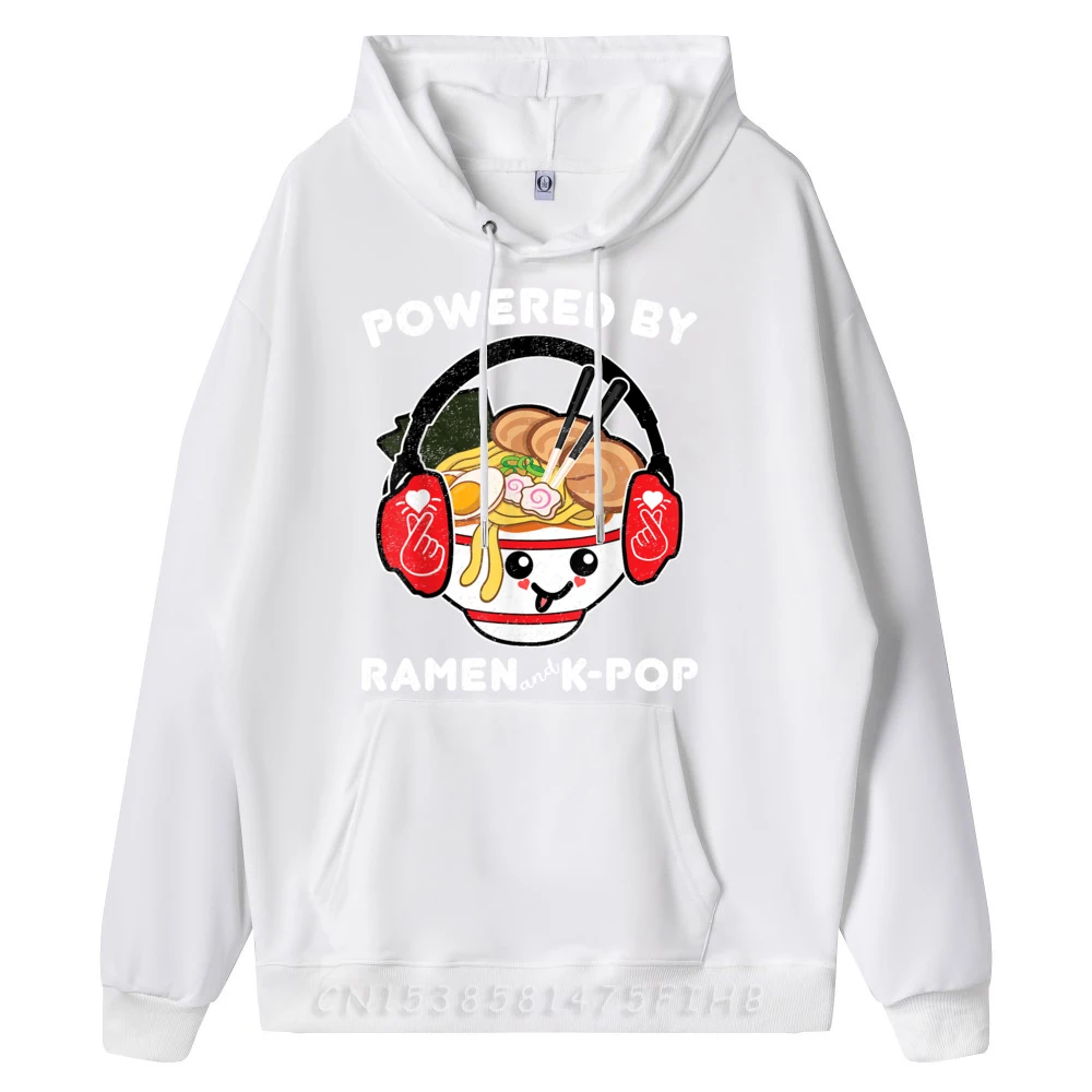 Powered By Ramen And Cute Kawaii Korean He 1 Funny Pullover Hoodies Men Printed Sweater Tops & Tees