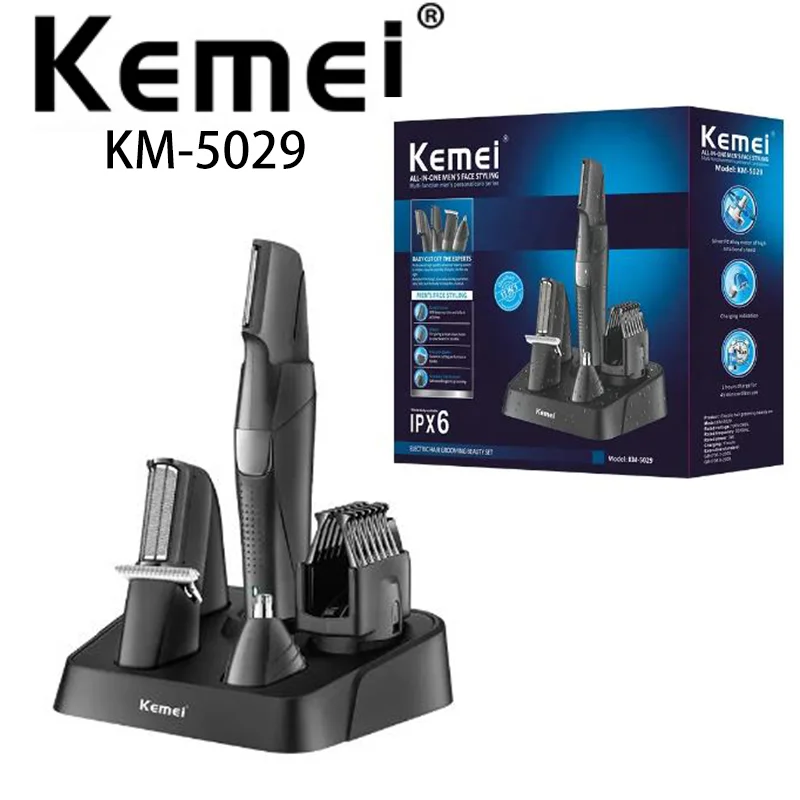 

Kemei Km-5029 5 в 1 многофункциональная моющаяся с зарядной базой профессиональная фотомашинка для стрижки волос