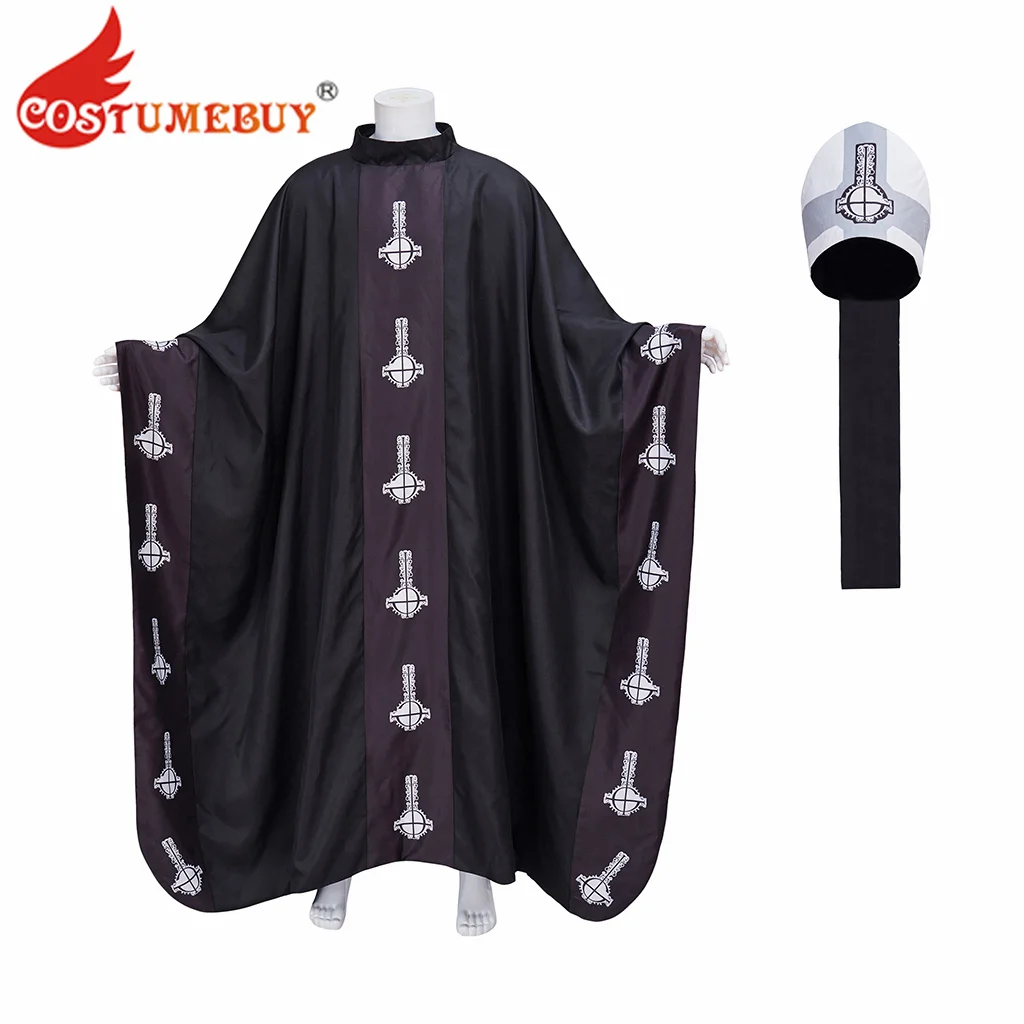 

Papa Emeritus Cosplay Costume Ghost Robe Adult Costume Black Cloak with Hat Outfits for Halloween Carnival Party