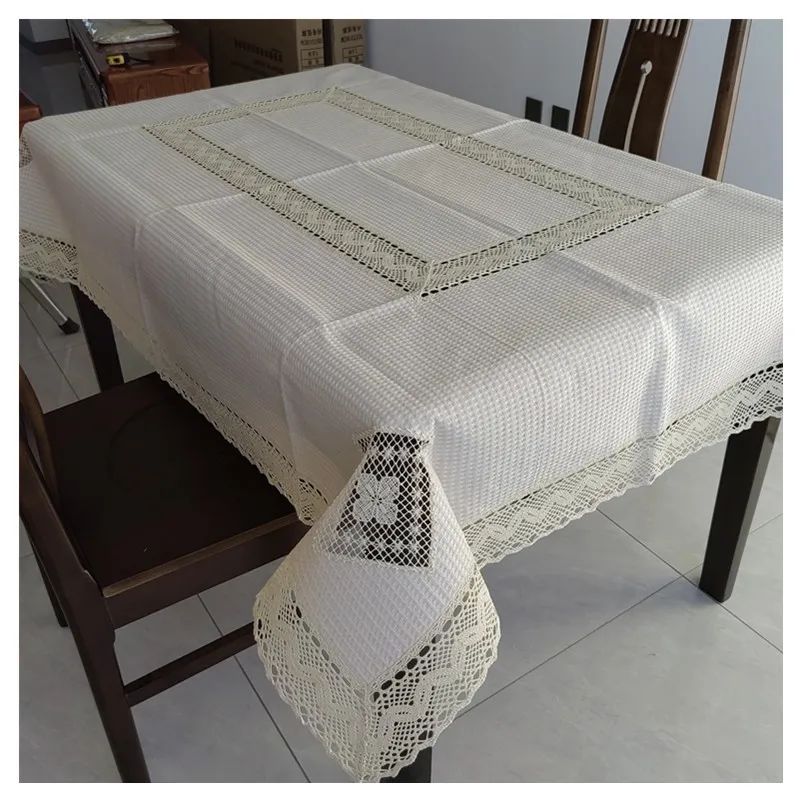 

European rectangular oval table cloth handmade embroidery lace filed lace Tuscany embroidered crocheted tablecloth decoration du