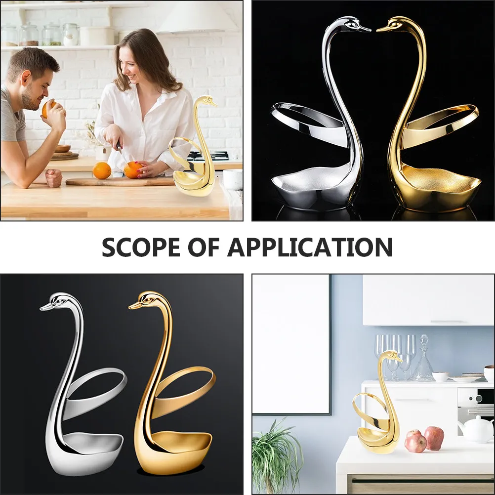 

2pcs Metal Swan Flatware Storage Holder Kitchen Cutlery Organizer Spoon Fork Container Fruit Dessert Fork Stand