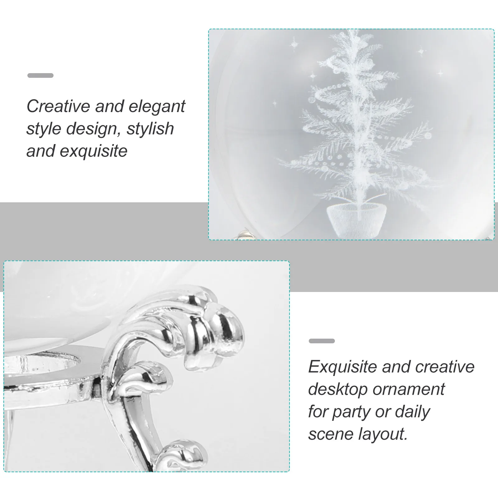 Clear 3D Crystal Ball Ornament with Embedded Christmas Tree – Elegant Desktop Decoration for Living Room & Bedroom