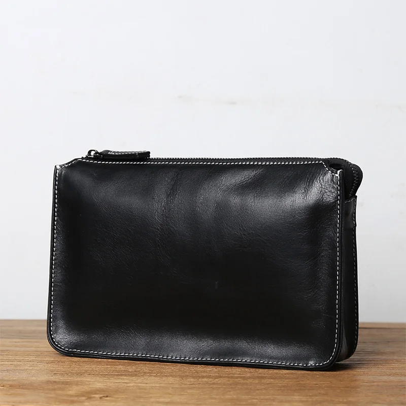 Nzpj Echt leder Herren Clutch Tasche natürliche Rindsleder Brieftasche große Kapazität Handy tasche lässig Business Umschlag für – Detail 7