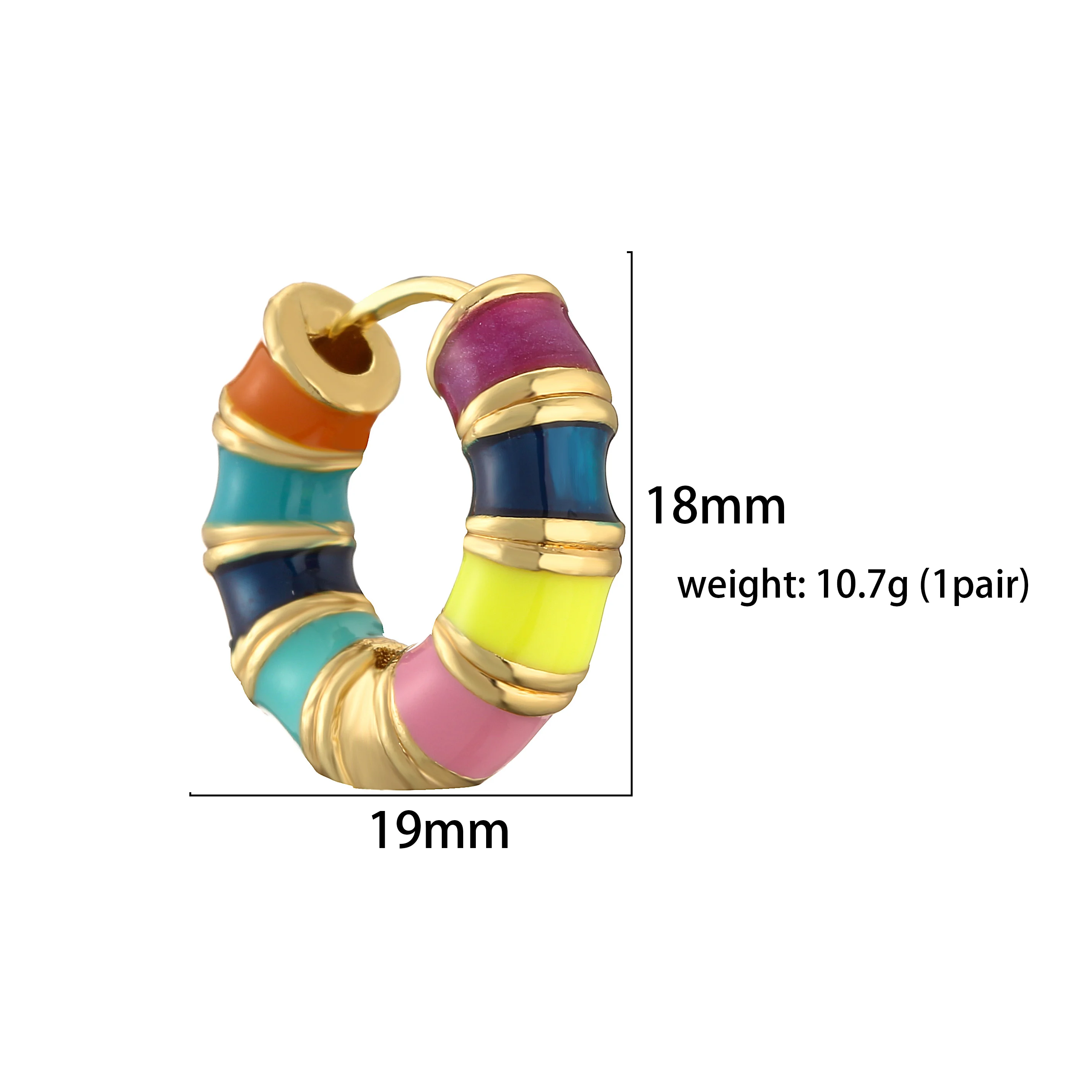 HECHENG,Vintage Colorful Enamel Small Hoop Earrings for Women Luxury Delicate Rainbow Earrings Wedding Party Jewelry