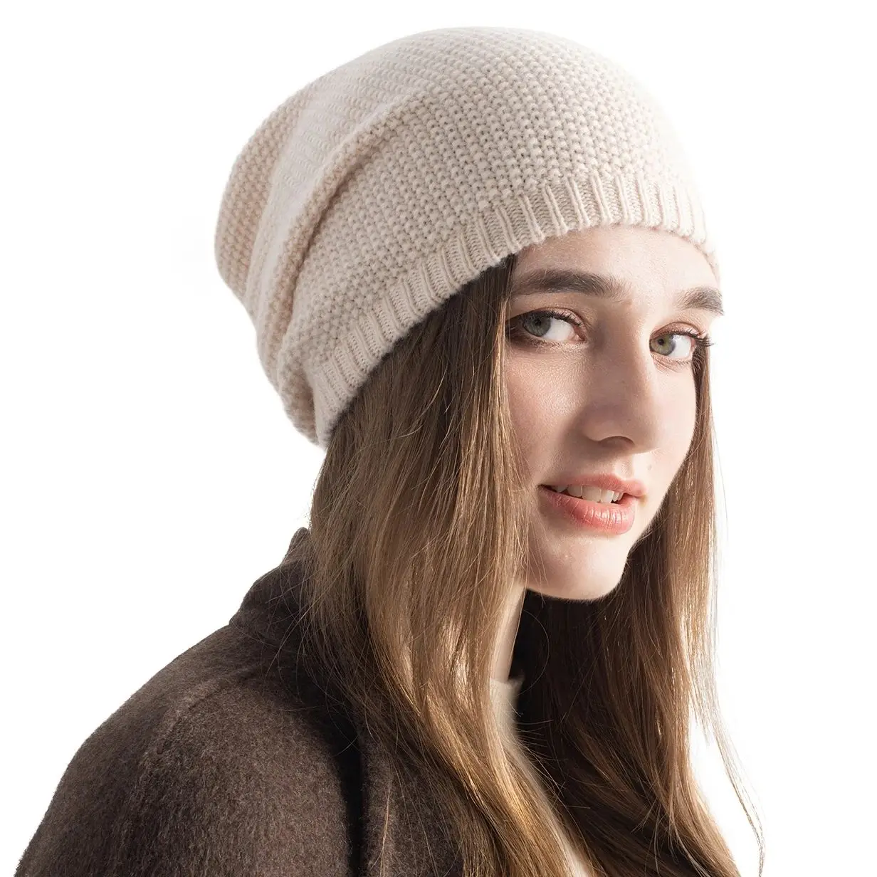 LONGMING Winter Hats Woman 100%Cashmere Beanie Hat Unisex New Knit Warm Luxury Fall Fashion Knitted Cap for Men Women Streetwear