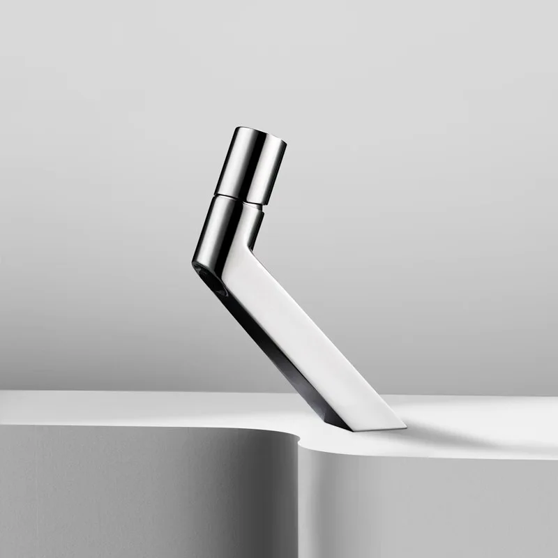 Basin Faucet Premium Gray/Chrome Hot Cold Mixer Sink Tap For Bathroom Waterfall Spout Deck Mounted Single Handle Wash Tap