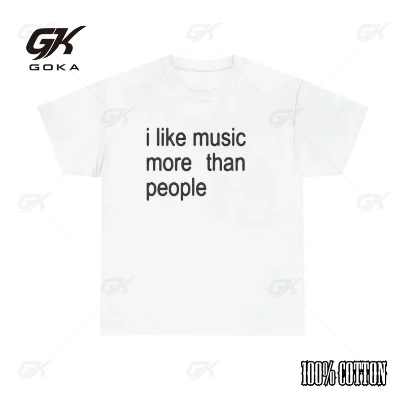 2026 Funny Music T-Shirt I Like Music More Than People Men's Graphic Tee Unisex Introvert Gift High-quality  Tops Comfortable
