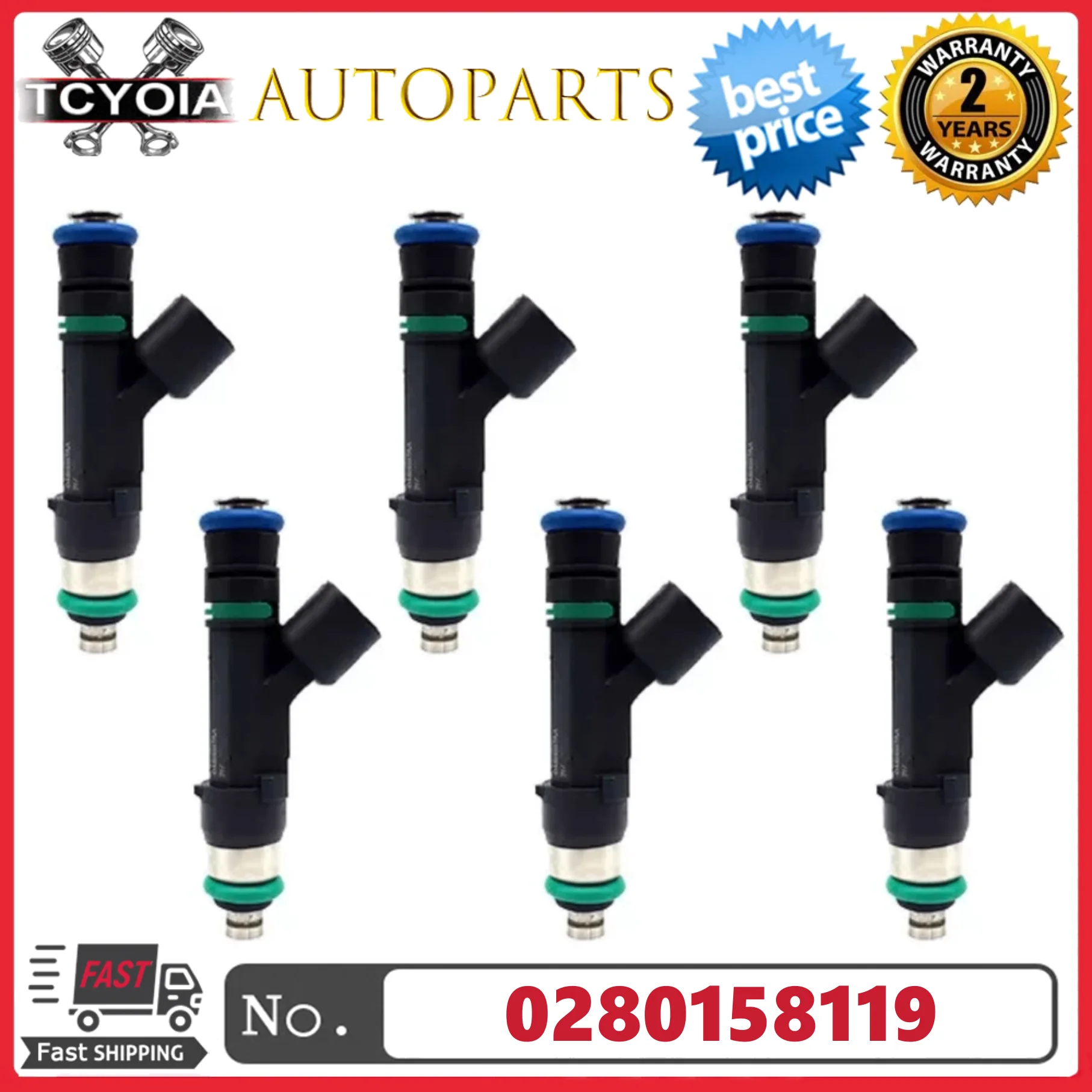

6pcs/lot Fuel Injectors 0280158119 04861667AA For 2007-2011 Jeep Wrangler V6 3.8L