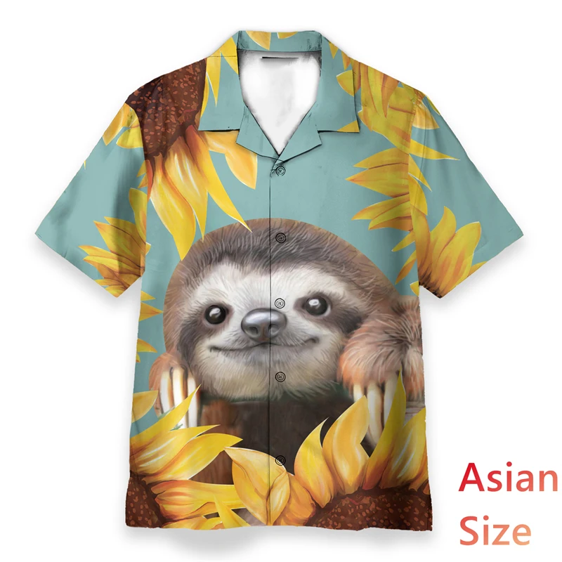 Fashion 2025 Hawaii Shirt For Men's Clothing Short Sleeve Button Shirts Vacation Casual Style Casual Sport Lovely Animal Blouse