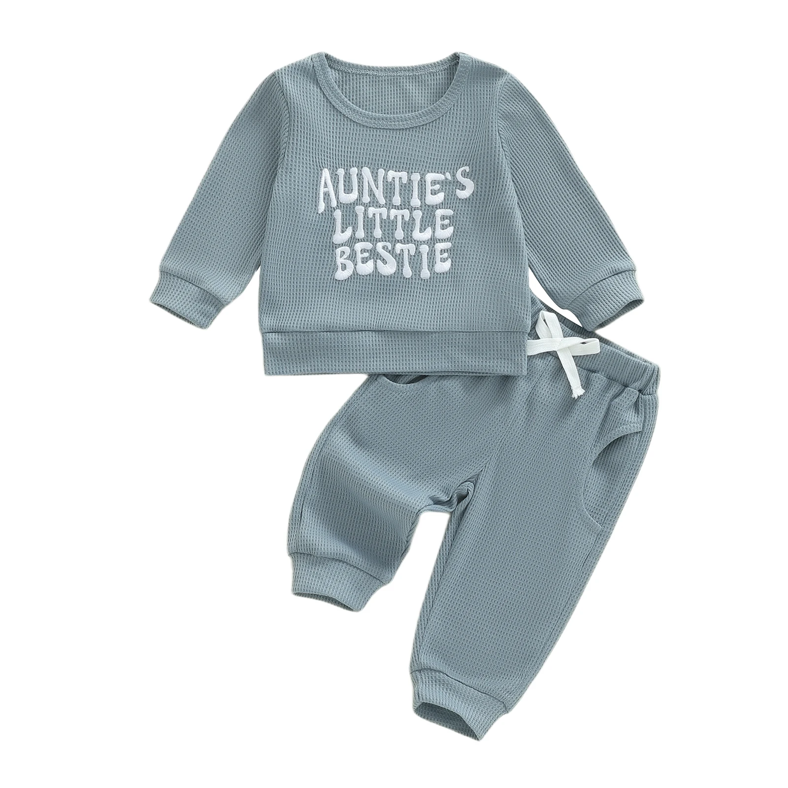 طفل 2 قطعة ملابس الربيع طويلة الأكمام إلكتروني التطريز البلوز السراويل مجموعة ملابس أطفال