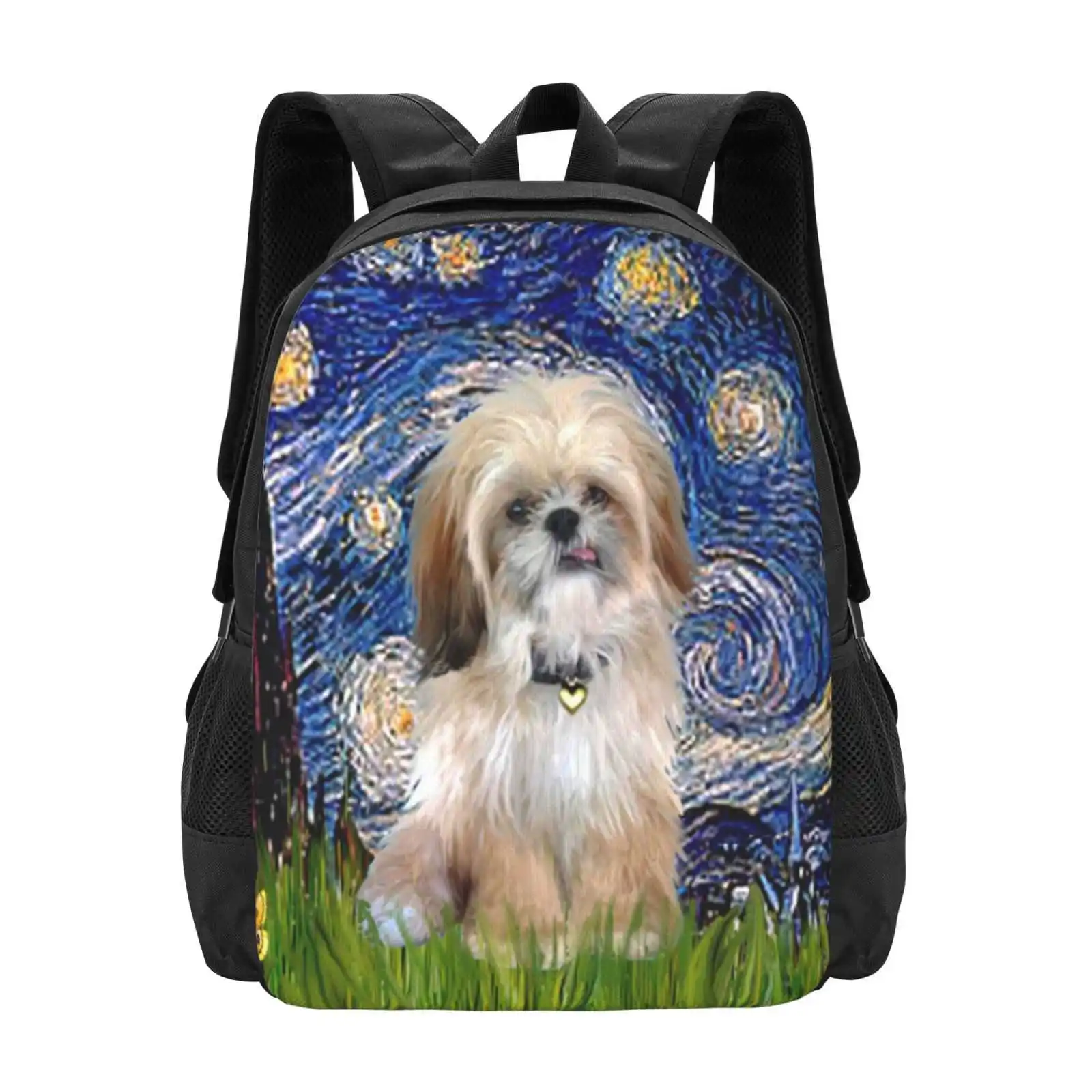 

Starry Night - Shih Tzu ( P ) Bag Backpack For Men Women Girls Teenage Cream And Brown Shih Tzu Adorable Shih Tzu Jean B Dog Art