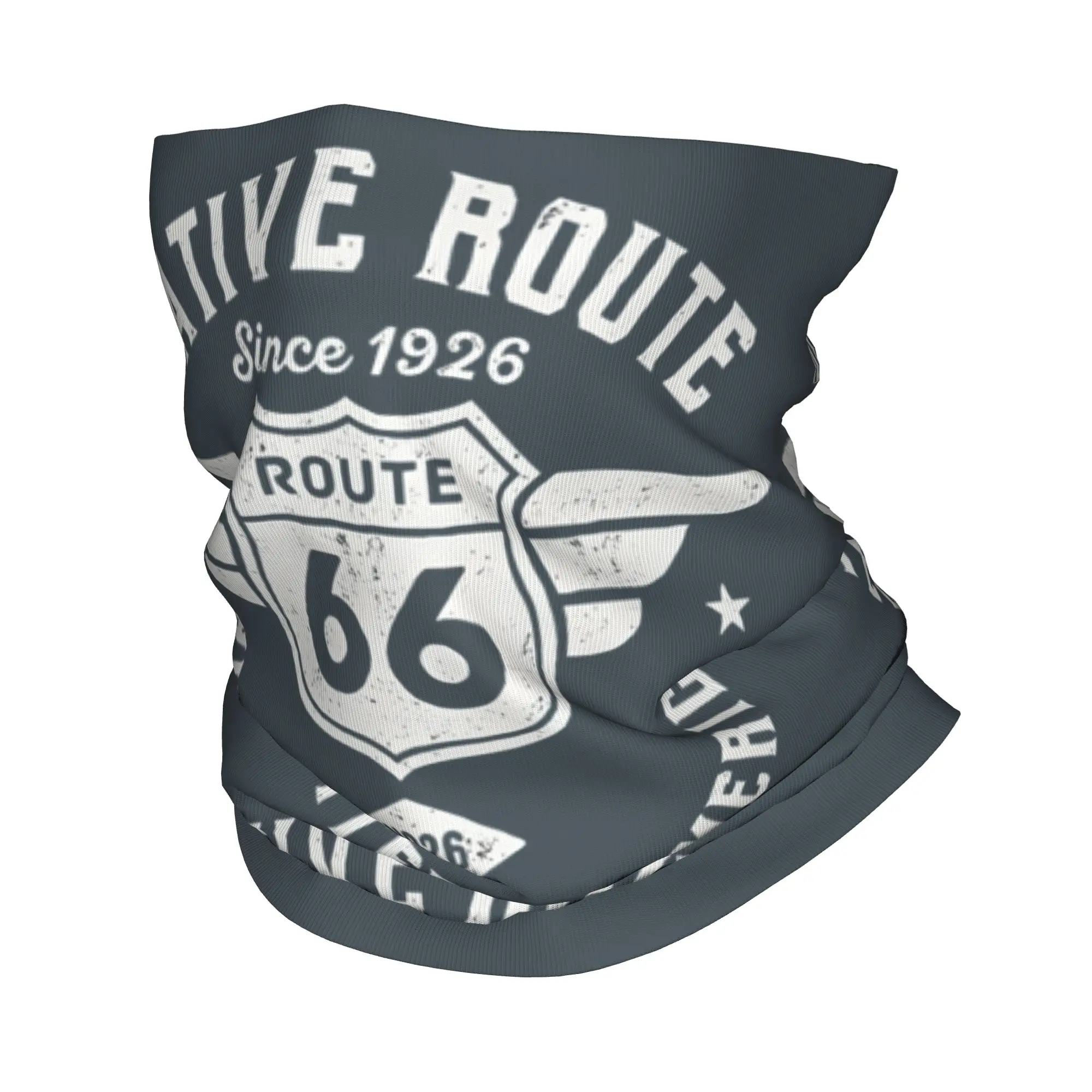 

Custom Vintage Route 66 Bandana Winter Neck Warmer Women Windproof Wrap Face Scarf Hiking Main Street of America Gaiter Headband