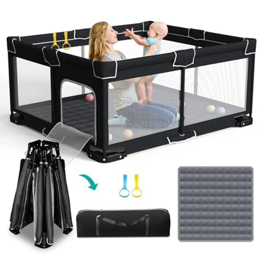 

Foldable Playpen for Babies and Toddlers 71x59 Inches Portable Playpen Collapsible Play Pen with 2 Handlers Indoor and Outdoor