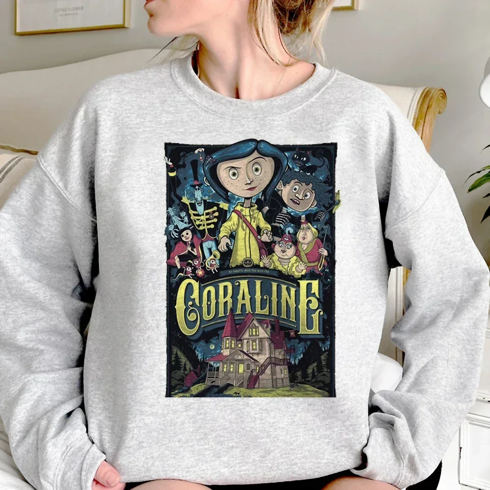 Coraline hoodies Hooded Long Sleeve Pullover Slim Fit Vintage Graphic Printed Fleece Sweater Flannel Lightweight Breathable