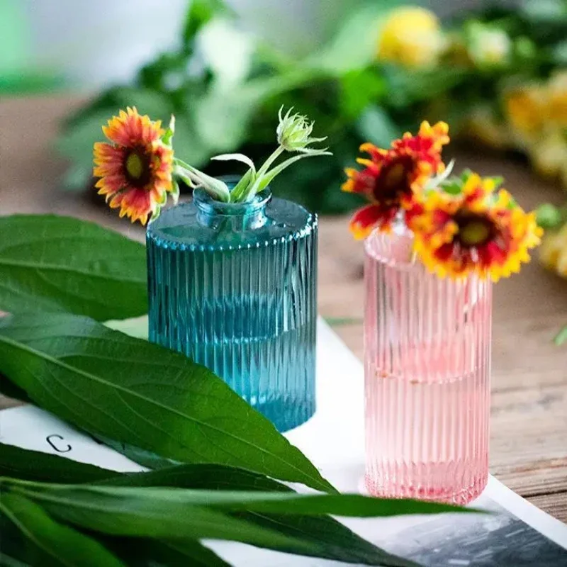 Glass Flower Basket European Dry Transparent Vase Nordic Hydroponic Pot Small Gift Bottle Decoration Vivid Decorative Container