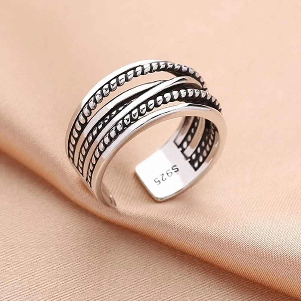 925 Sterling Silver Rings for Women Men Couple Minimalist Handmade Simple Interware line Ring Party Jewelry Gift Prevent Allergy