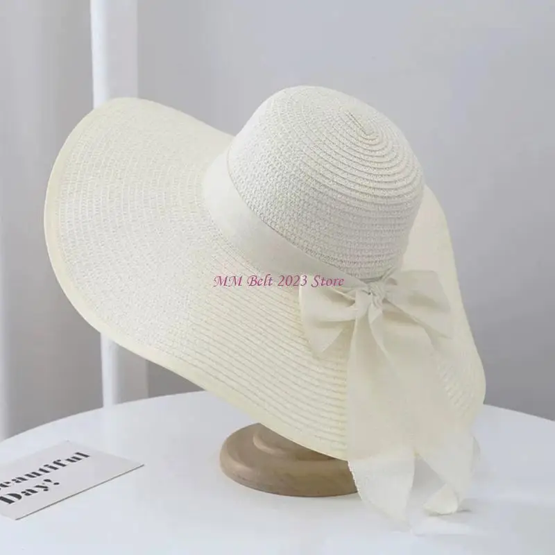 49ME Natural Straw Bucket Hat Handwoven Texture For Vacation Packable Headwear