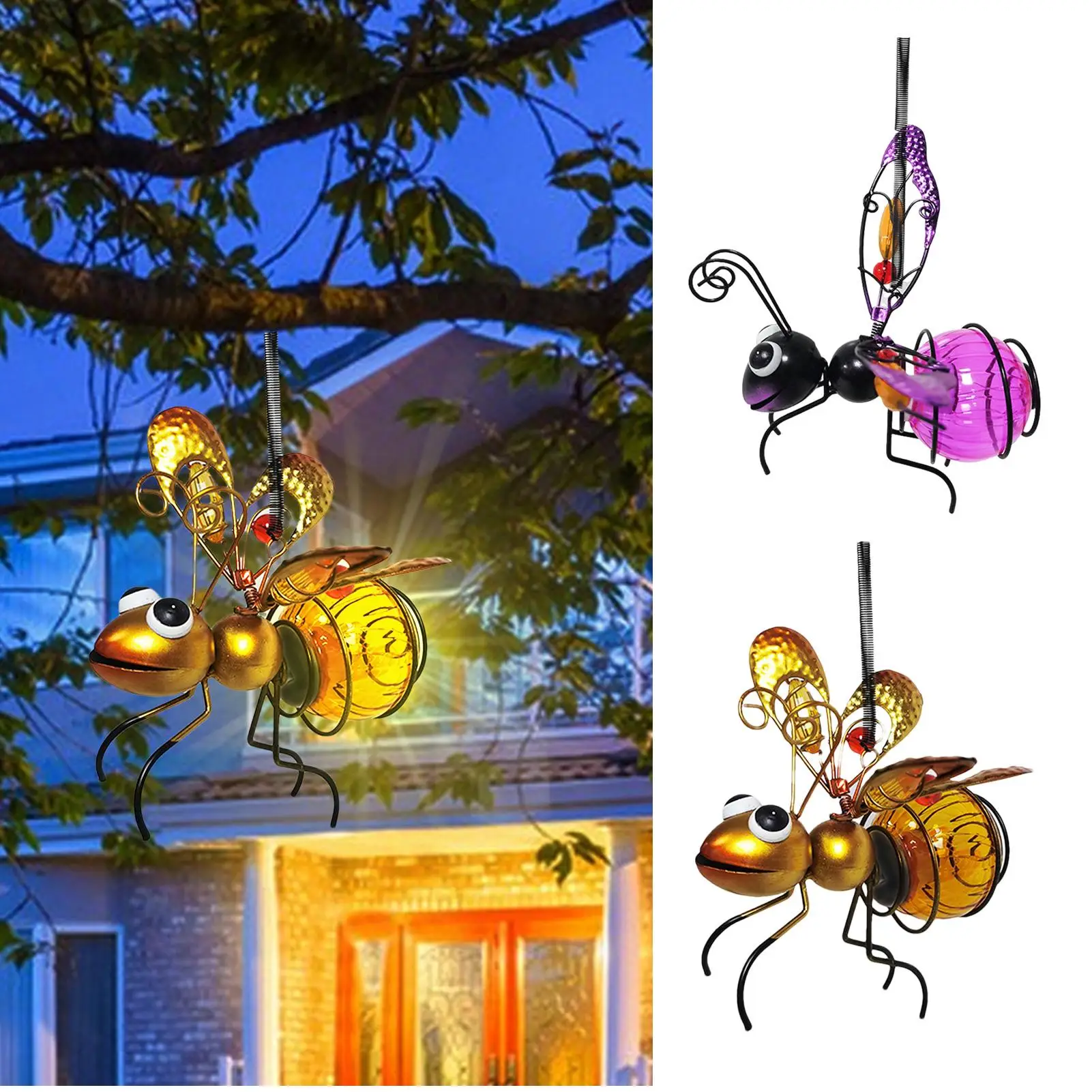 

Solar Hanging Bug Light Flying Insect Fairy Lamp Garden Bug Light Iron Insect Statue Ornament Yard Balcony Porch Garden Decor