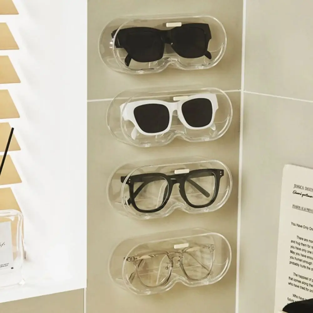 Punch-free Hanging Glasses Storage Rack Wall Mounted Transparent Eyeglasses Storage Box Hard Shell Space Saving