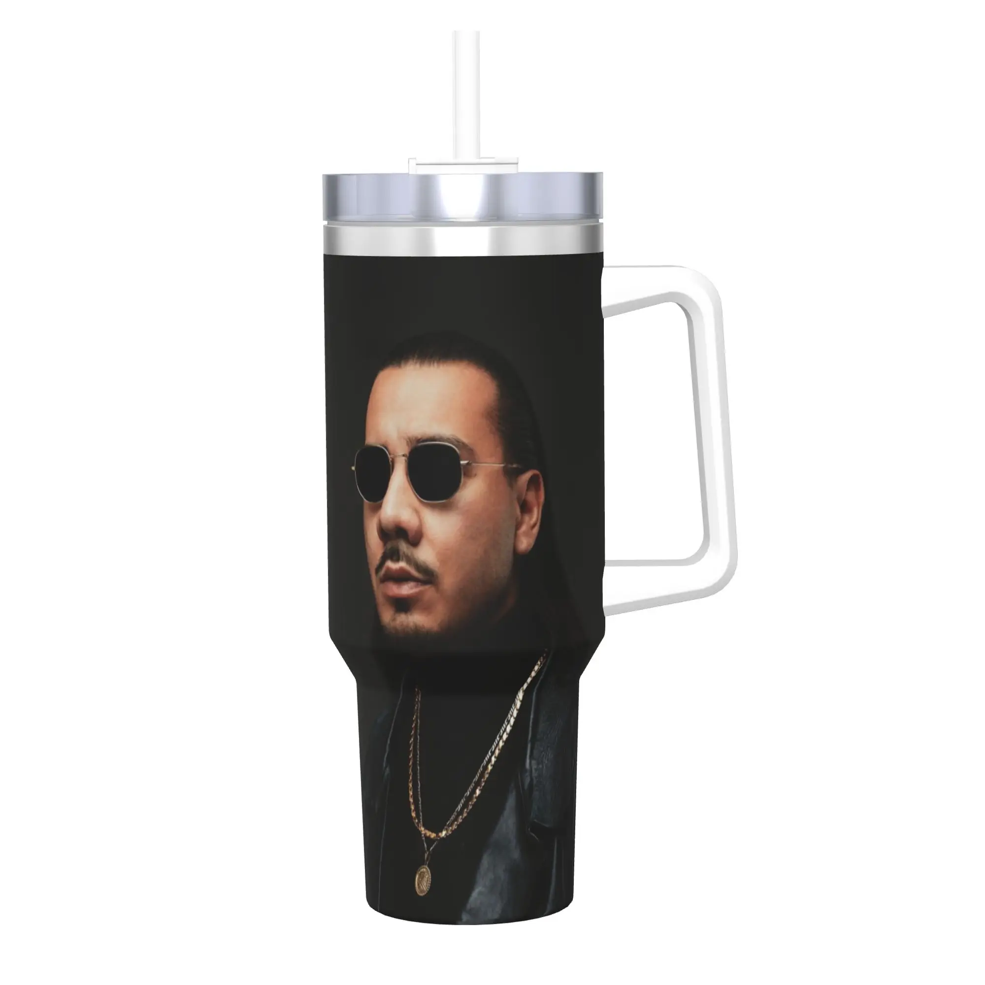 Apache207 Rapper Tumbler With Straw  Stainless Steel Tumblers Mug Double Wall Vacuum Insulated for Cold Or Hot 40oz
