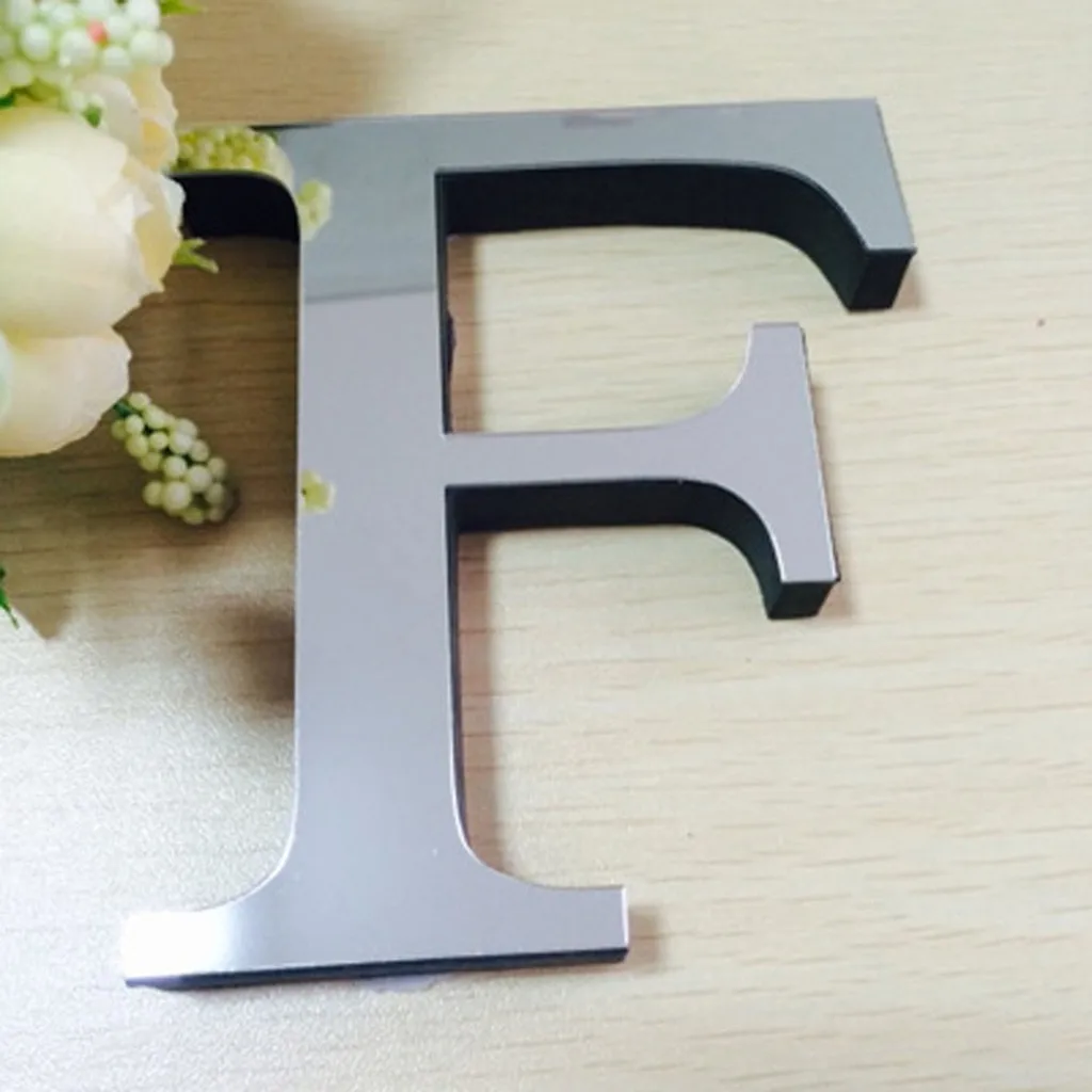 10/15cm English Letters Mirror Wall Sticker 3D DIY Acrylic Alphabet Logo Art Mural Home Party Wedding Wall Decor Accessories