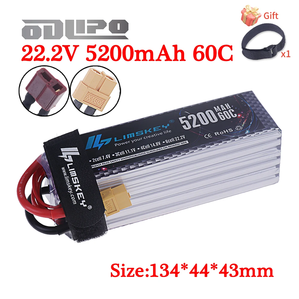 6S 5200mAh Lipo Battery 22.2V 60C with XT60 / T Plug For Electric Toys Tank RC Car Truck Train Buggy Boat Drone RC Models Parts