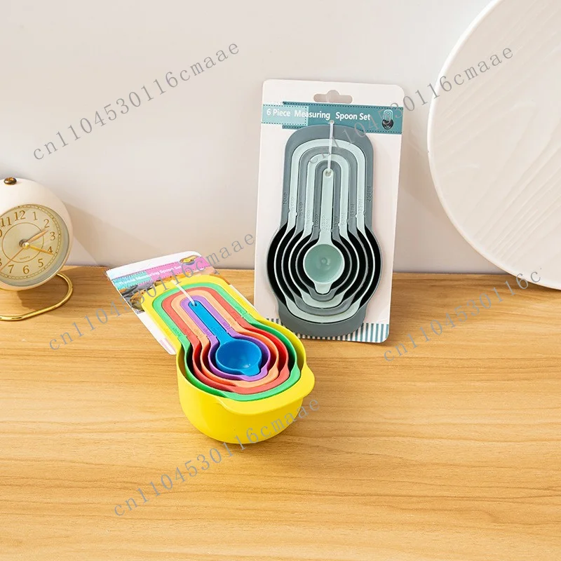 Baking utensils direct supply plastic measuring cup set with scale 6-piece measuring spoon coffee milk tea quantity