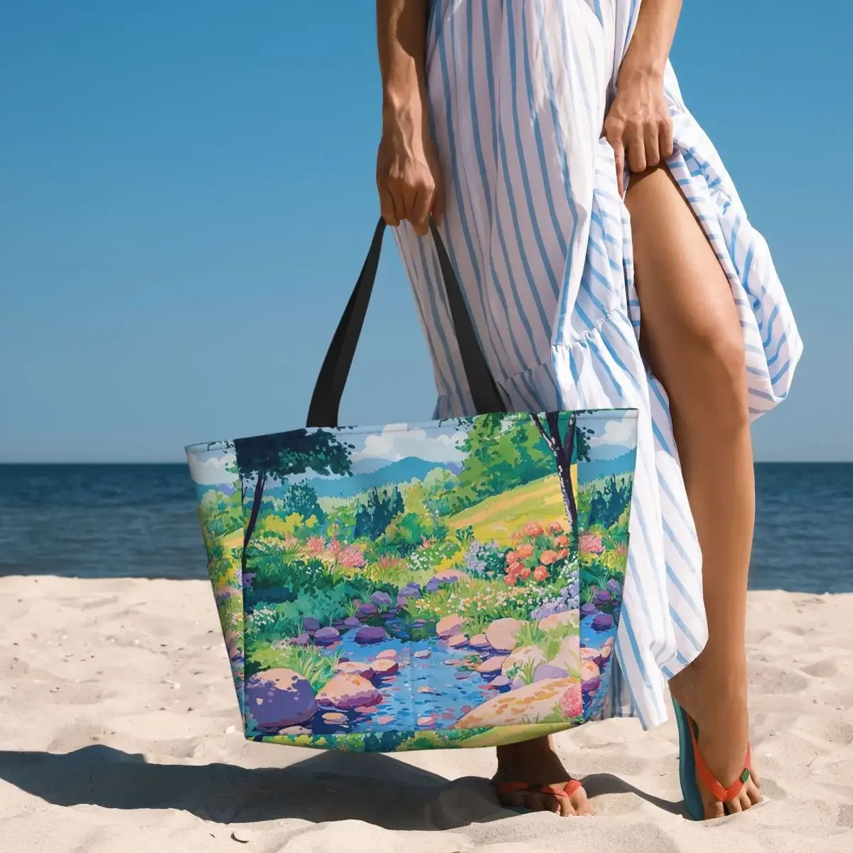 Anime Studio Ghibli Makoto Shinkai Lofi Scenery Beach Tote Bag Sport Gym Yoga Duffle Large Tote Bag Women Travel Bag Fitness bag