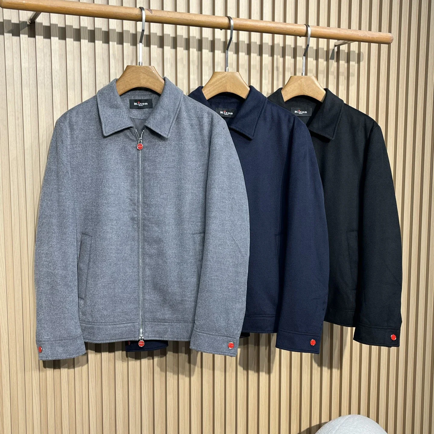 

Kiton Italian Autumn and Winter Business Casual Versatile Lapel Wool Cotton Zipper Jacket