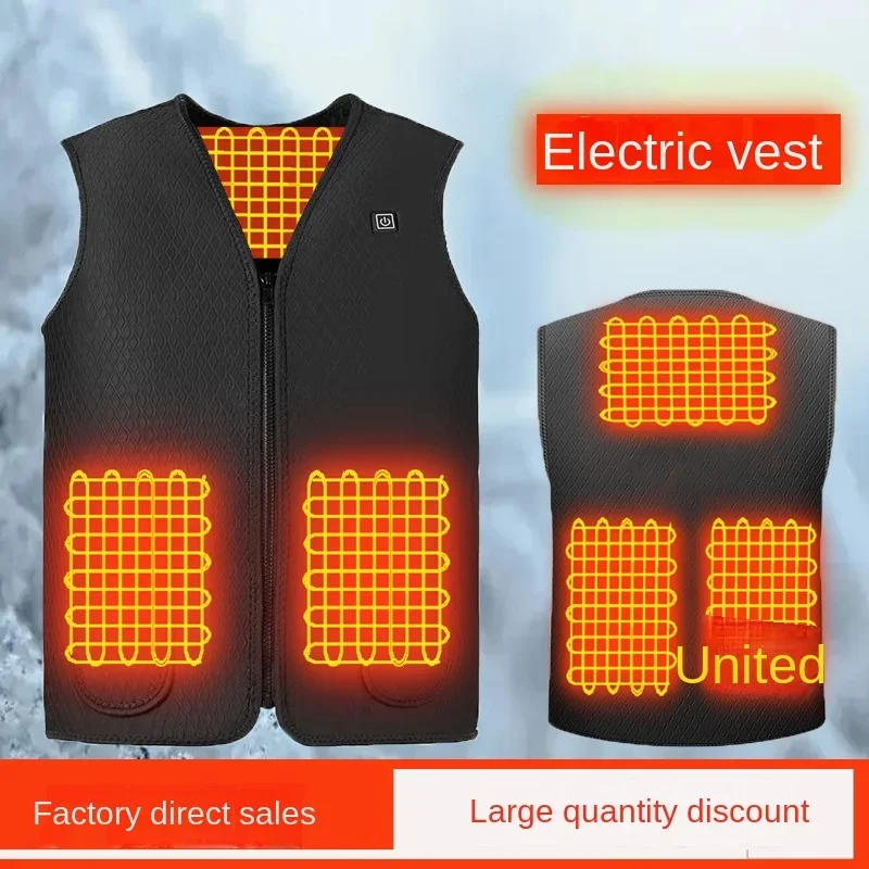 Chaleco de algodón con calefacción inteligente para hombre y mujer, chaleco con 5 áreas, chaleco con cuello en V, chaqueta térmica Flexible para