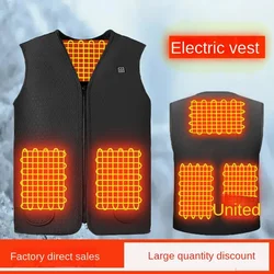 Mannen Herfst Winter Slimme Verwarming Katoen 5-gebied Vest Verwarmd V-hals Vest Vrouwen Outdoor Flexibele Thermische Winter Warme Jas M-4XL