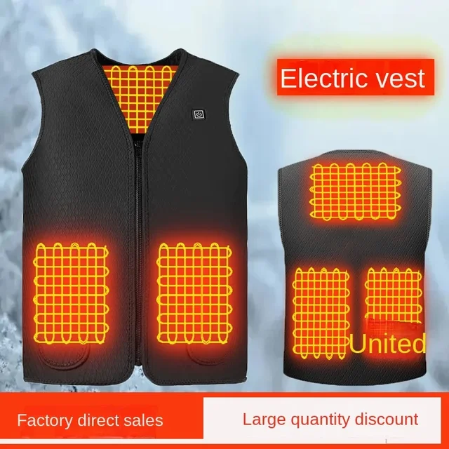 Mężczyźni Jesień Zima Inteligentne Ogrzewanie Bawełna 5 Obszar Kamizelka Podgrzewana Kamizelka V Szyja Kobiety Outdoor Elastyczna Termiczna Zimowa Ciepła Kurtka M-4XL