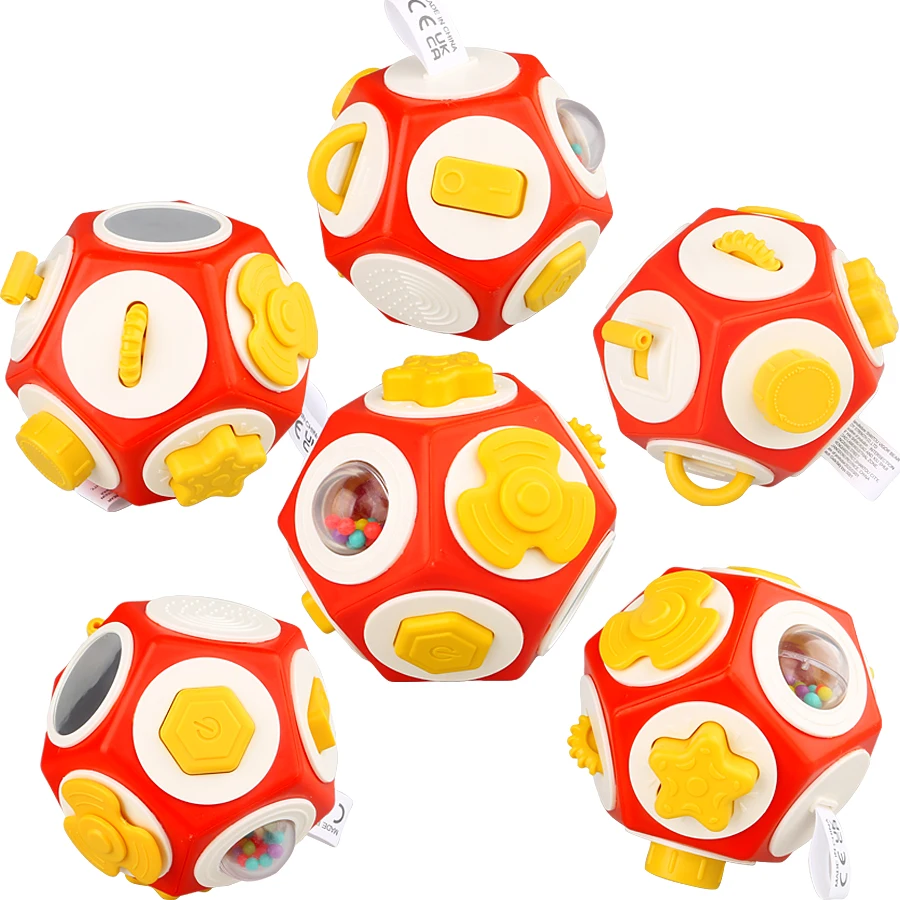 Zintuiglijke speelgoedbal voor peuters, educatieve en drukke bal voor de ontwikkeling van jonge kinderen, dodecaëder grijpbal, baby vroeg