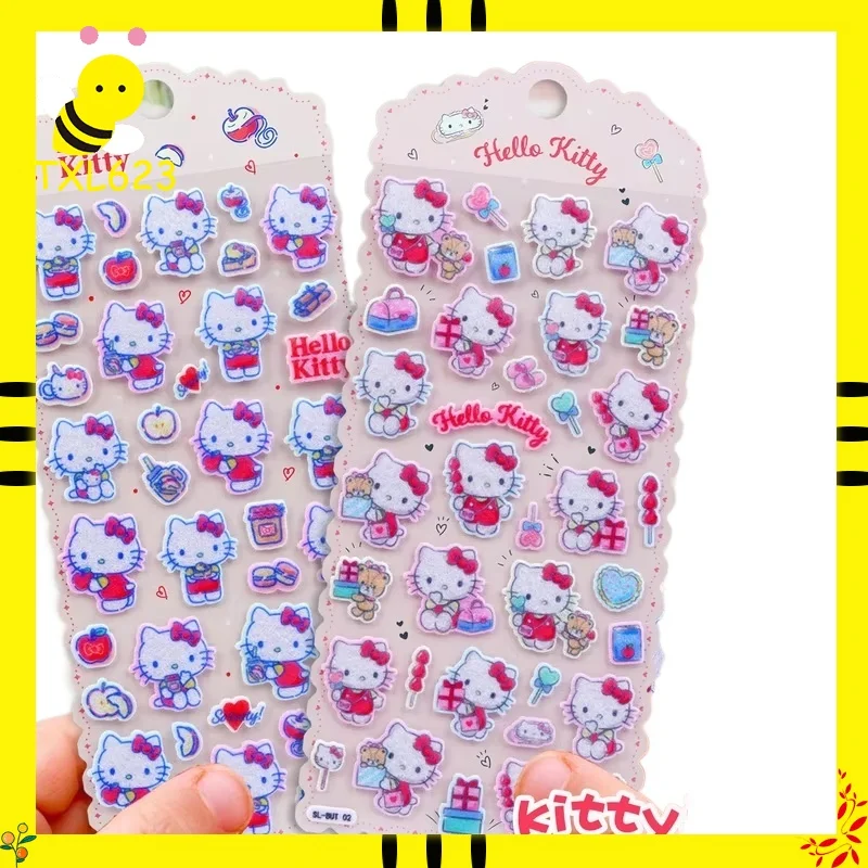 2 szt. Kawaii KT Cat Kuromi Filcowe Naklejki 3D Śliczne Zwierzątka DIY Dekoracja Telefonu Naklejki Artykuły Papiernicze do Rękodzieła dla Uczniów