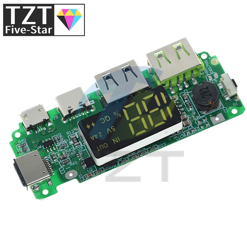 Светодиодный двойной USB 5 В 2,4 А Micro/Type-C USB мобильный внешний аккумулятор 18650 зарядный модуль литиевая батарея зарядное устройство плата защита цепи