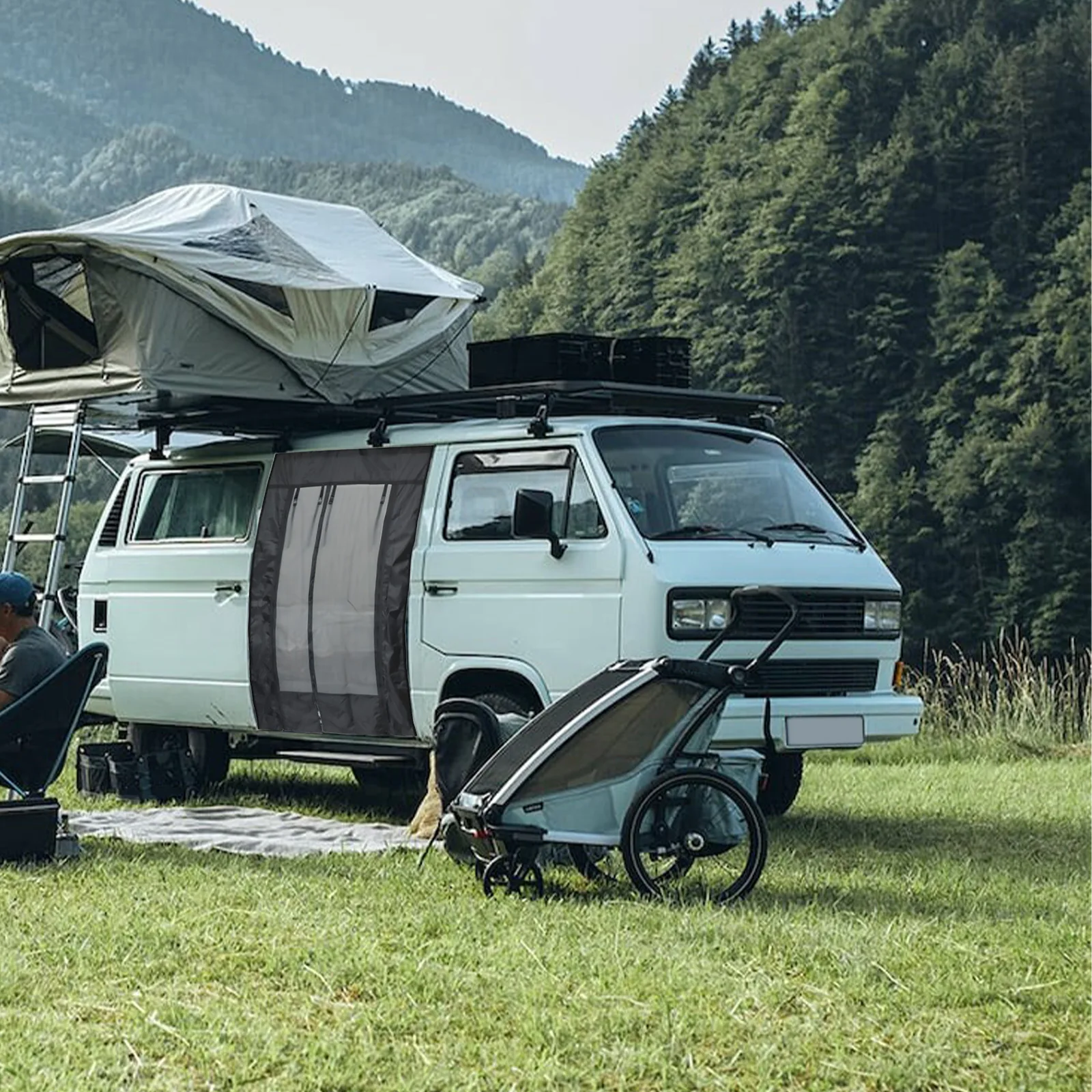 Zippered Door Net for Fiat For Ducato Motorhomes Designed for Summer Camping with Inside/Outside and Foldable Storage