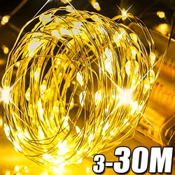 LED Copper Wire String Lights Battery Powered Garland Lamp Outdoor Waterproof Fairy Lighting Xmas Wedding Party Decor Wholesale