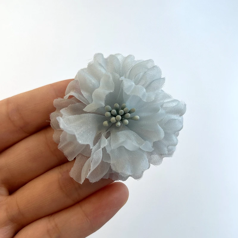 10 teile/satz blaue Fabirc Blumen für Baby Gilrs Haarschmuck grüne Seide Chiffon Blume für Haars pangen Stirnbänder