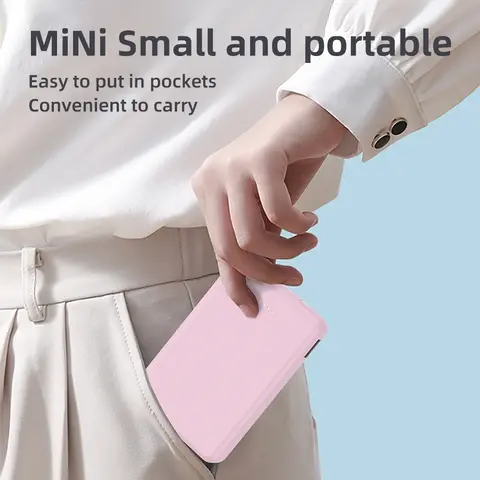 Mini kompakt bärbar powerbank 5000mAh mobiltelefonladdare, inbyggd typ-C-ingång, inbyggd USB-A-utgång, inbyggd typ-C/mikro/lämplig för smartphones, hörlurar, högtalare och andra produkter 8 best sales mini-powerbank 5000mAh - №4