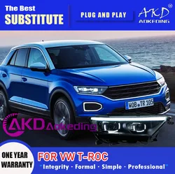 AKD Head Lamp for VW T-ROC LED Headlight 2018-2021 Headlights T ROC TROC DRL Turn Signal High Beam Angel Eye Projector Len