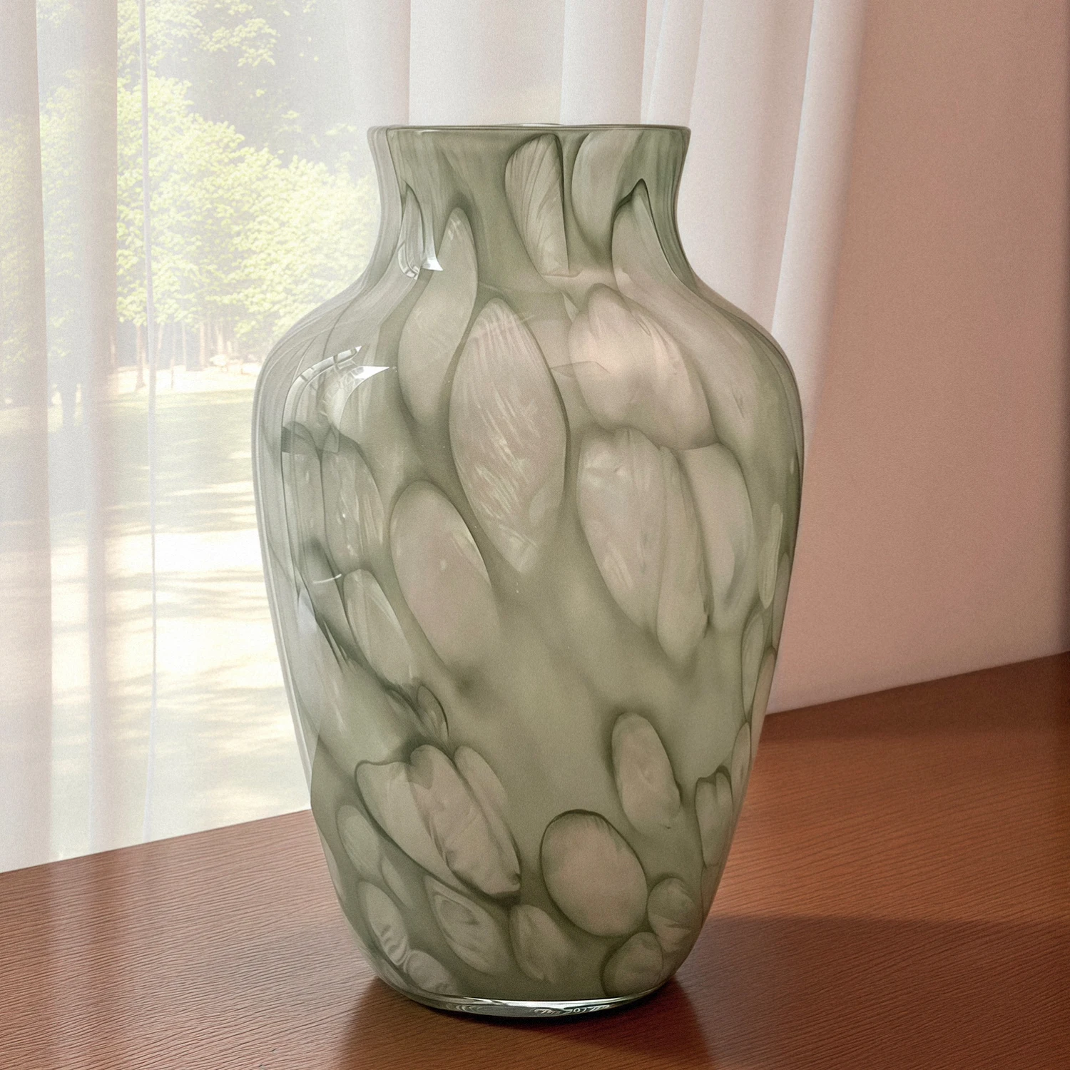 Green Cloud Texture Chinese Light Luxury Vase Ornament Living Room Flower Arrangement Retro Glazed Dining Table Advanced Flower