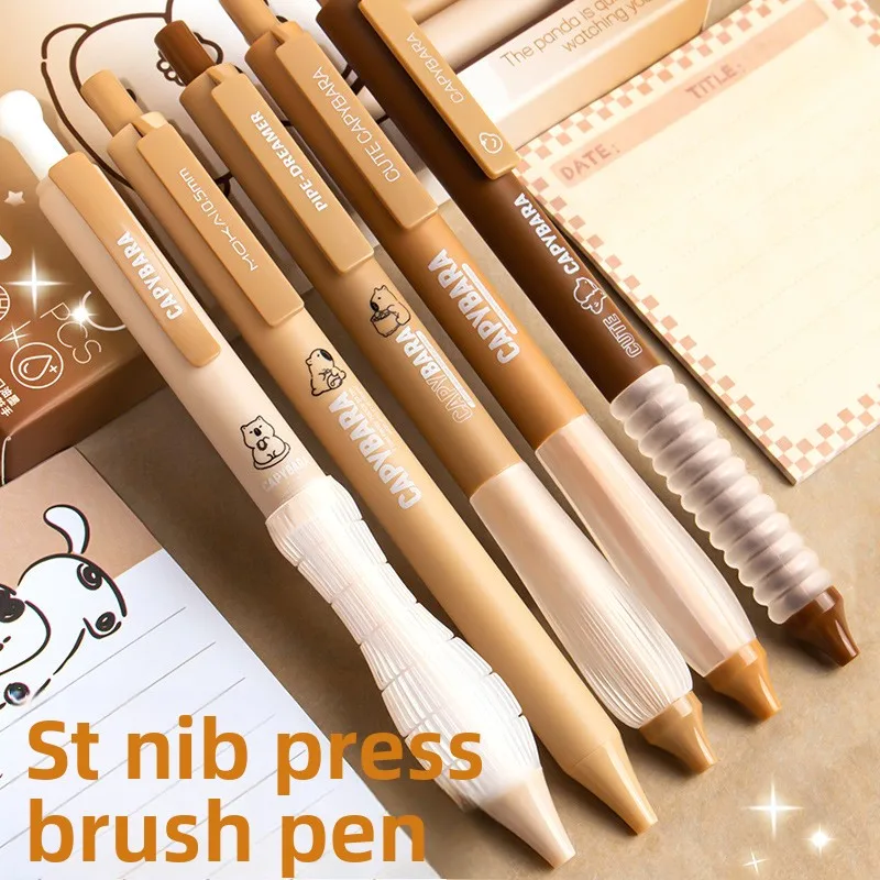 

5 милых выдвижных гелевых ручек, ручка для письма с черными чернилами толщиной 0,5 мм, эстетическая ручка с постепенным изменением, гладкая офисная ручка для письма