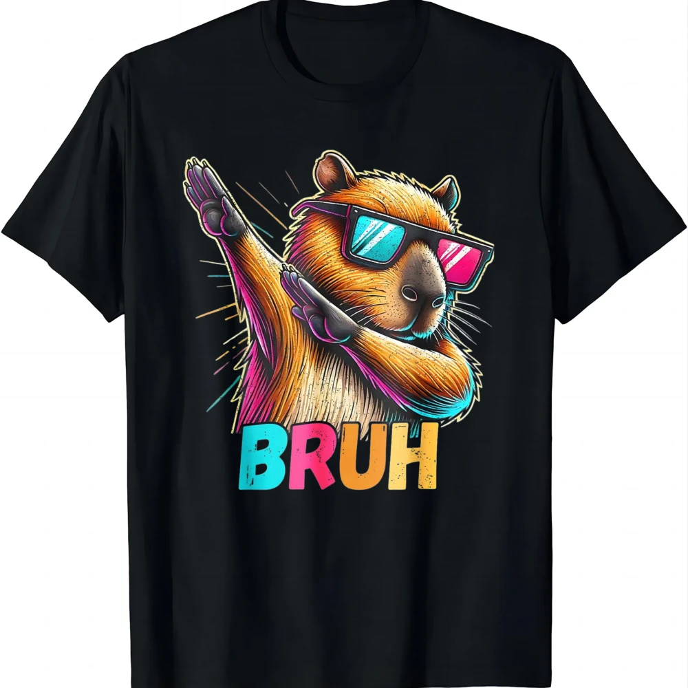 Funny Dabbing Capy Bruh Teens Youth Kids Meme Rodent Lovers T-Shirt Summer Casual T Shirt Vintage T Shirt Camiseta Streetwear