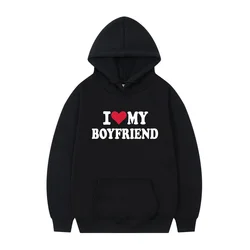 Sudadera con capucha para hombre y mujer, pantalones de chándal con estampado popular, I Love My Boyfriend