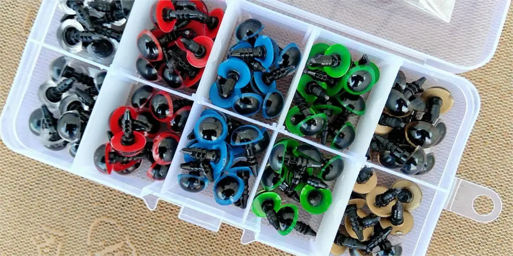 100 stücke 5 Farben Kunststoff Puppe Sicherheit Augen Für Spielzeug Amigurumi Tier Teddybär Katze Augen Gefüllt Für Puppen Handwerk Zubehör box – Detail 6