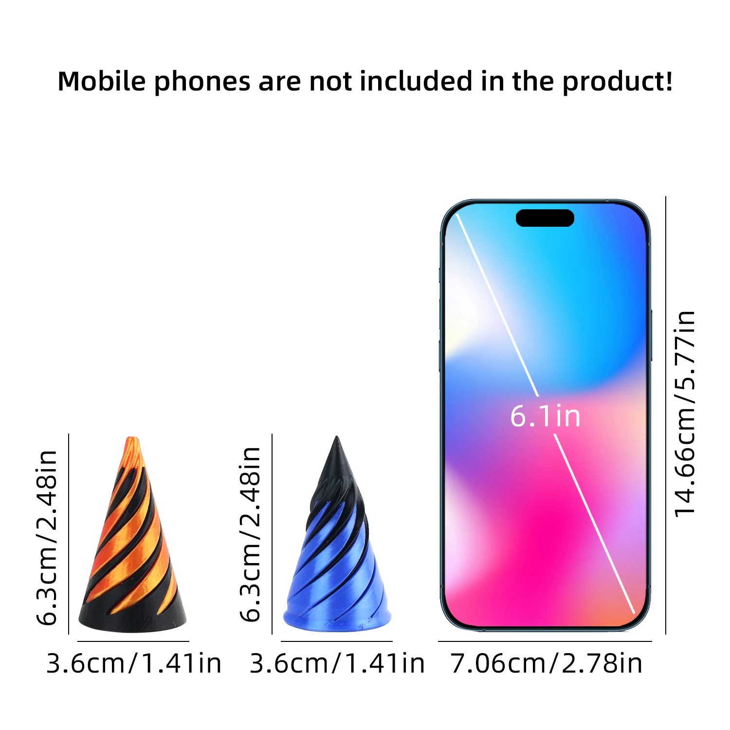 3D printed toy spinning and relaxing fingertip dual color splicing spiral cone pressure relief tool