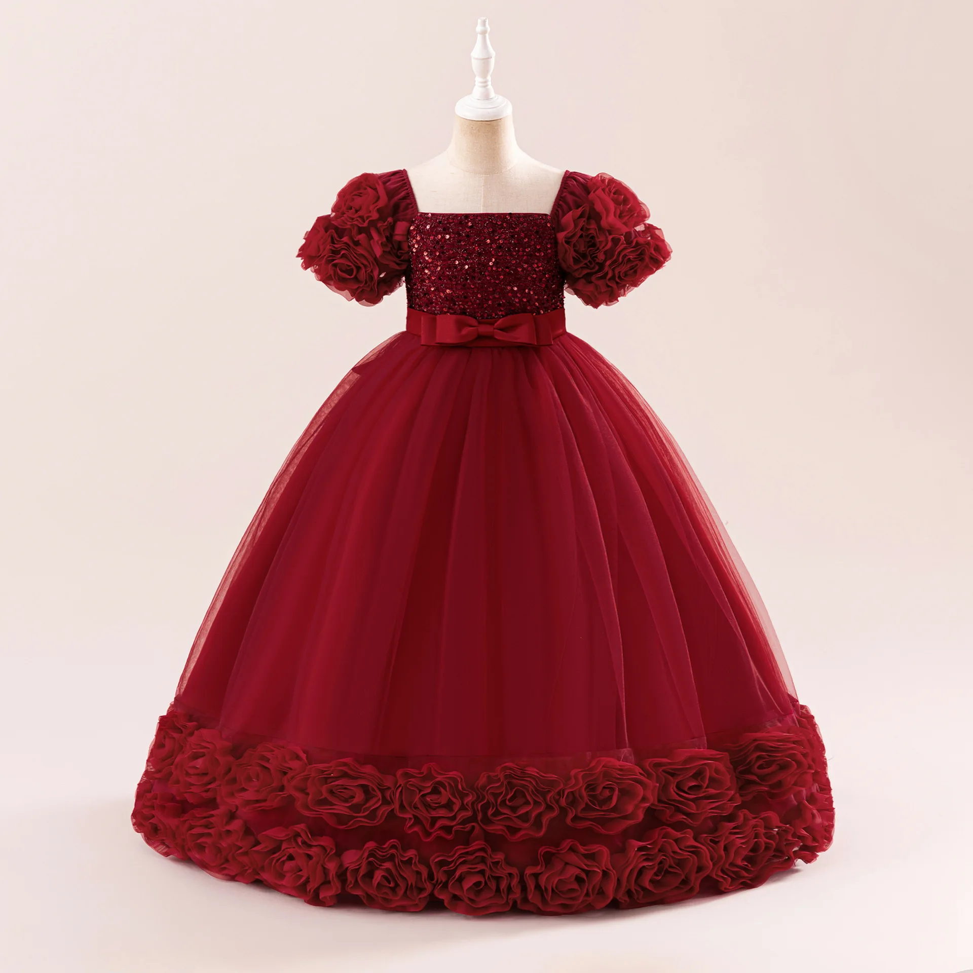 Christmas Dress For Girls Sequin Wedding Bridesmaid Princess Dress Flower Birthday Elegant Gown New Year Dress For Girls