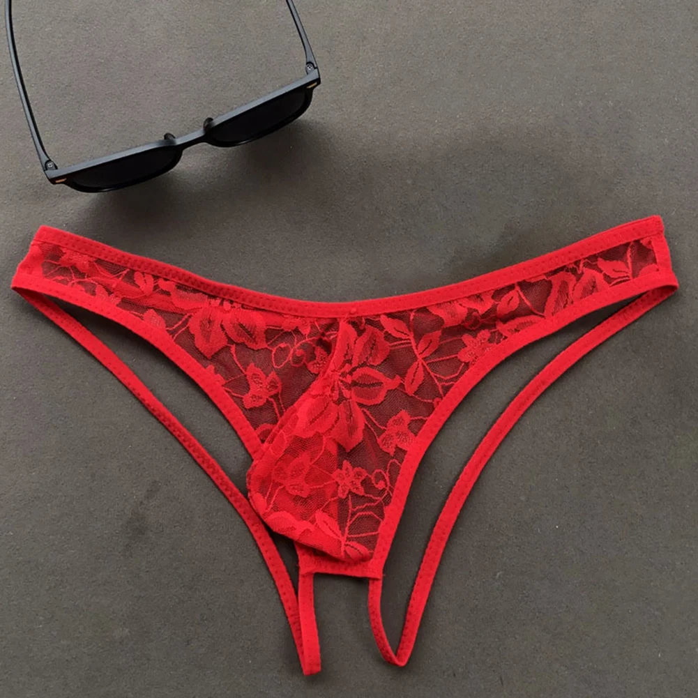 

Mens Lace Briefs Low Waist Sexy Lingerie Ultra-Thin Thongs Sexy Tоy Mens See ThroughUnderwear Pouch Panties Open Butt Underpants